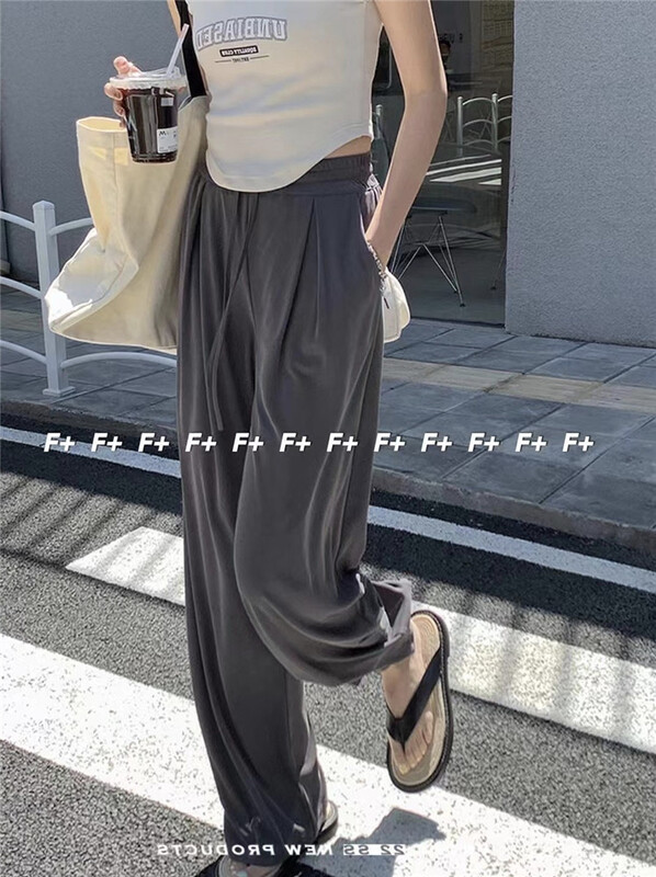 【F】 Korean version simple drawstring tie casual pants 1396\hbx