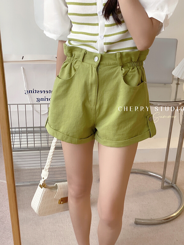 [cherry studio] Korean flower bud curling casual shorts 5263\hbx