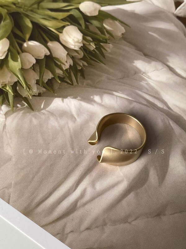 [event with you] matte gold color non fading minority design Cool ring (with bag) d9192\lsw