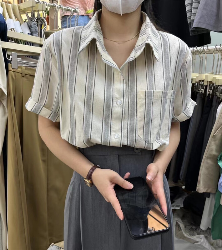 [only one] stripe loose and versatile fashion shirt 8275\xyy