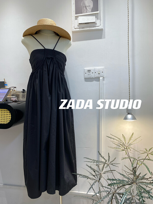 [Zada] Korean pure color loose Sling Dress 3312\wtt