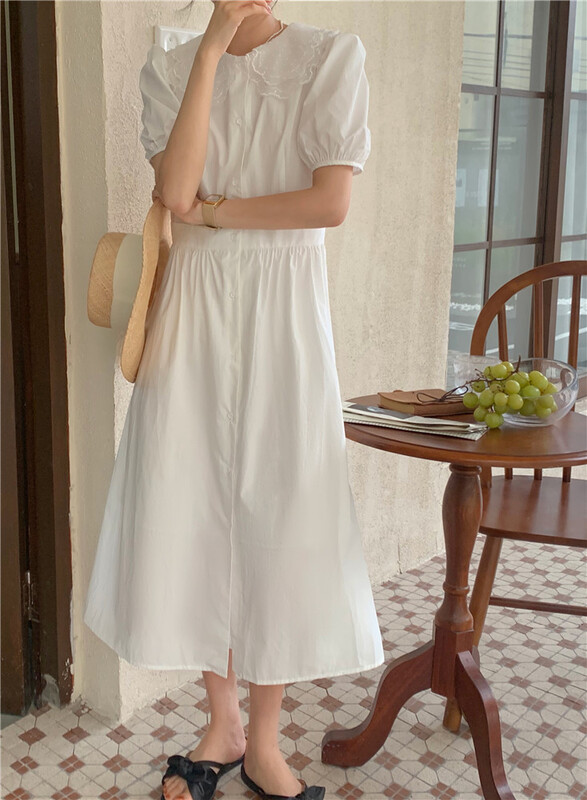 [simnice] contrast mosaic baby collar dress 2520\zxx