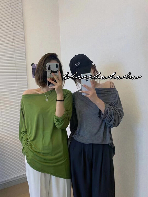 [M · young] temperament one line shoulder thin sunscreen shirt 8111\hjy