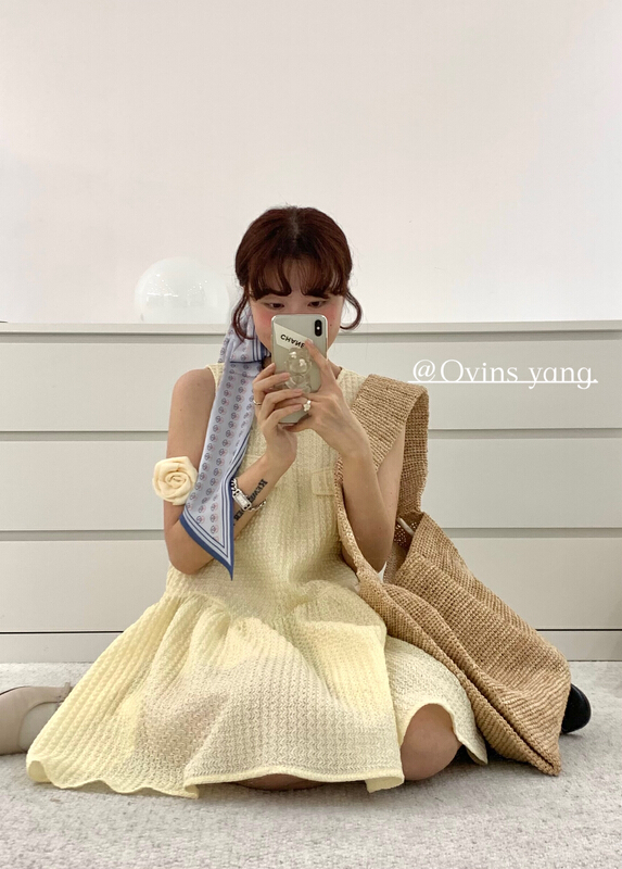 [ovinsyang] round neck sleeveless tank skirt dress 8777\wtt