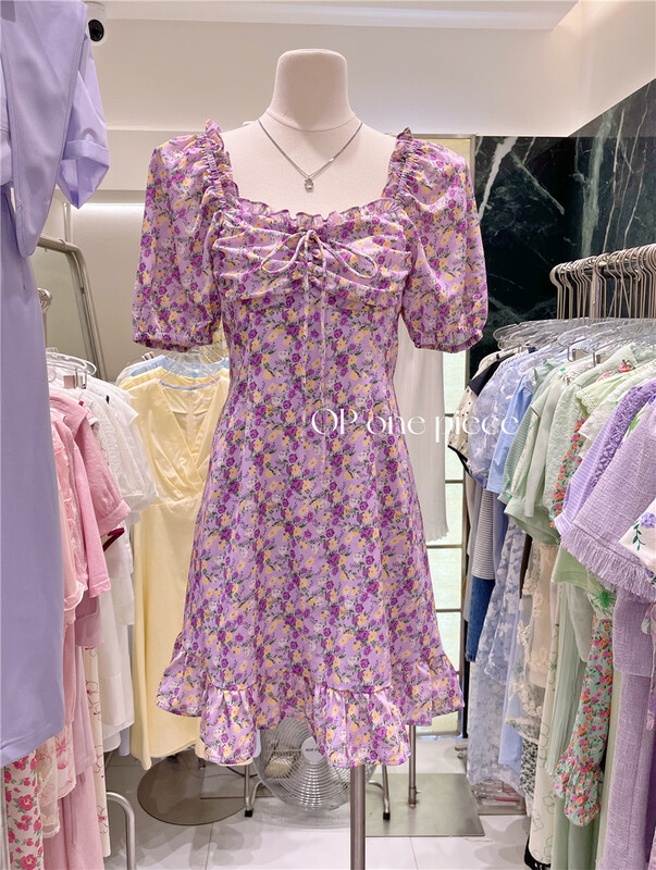 [OP one piece] Korean little woman floral dress 3072\hjy