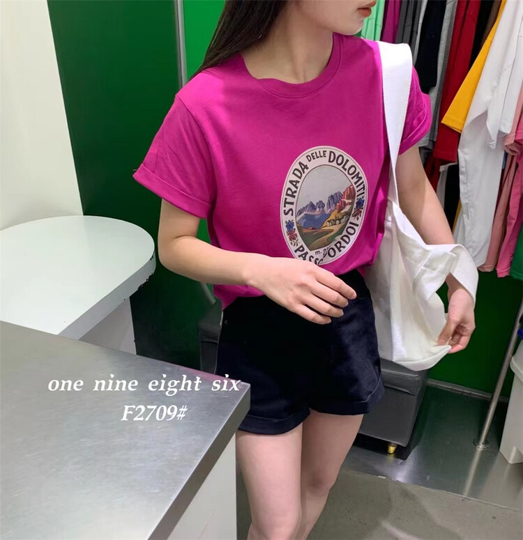 [1986] casual simple print versatile short sleeve T-shirt 3114\xyy