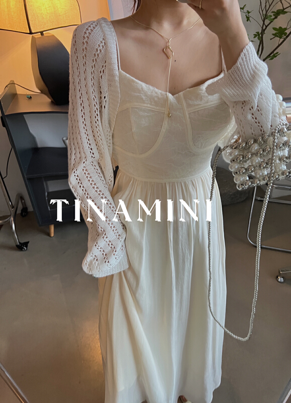 [tinamini] Han Shu suspender high waist dress 0198\hjy