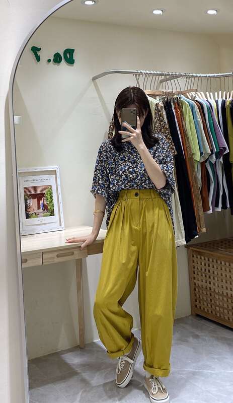 [da.7] button straight relaxed pants 8927\lsl