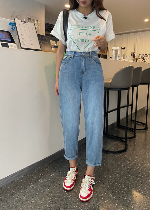[en Xi'er] slim and versatile elastic waist jeans k2203\l