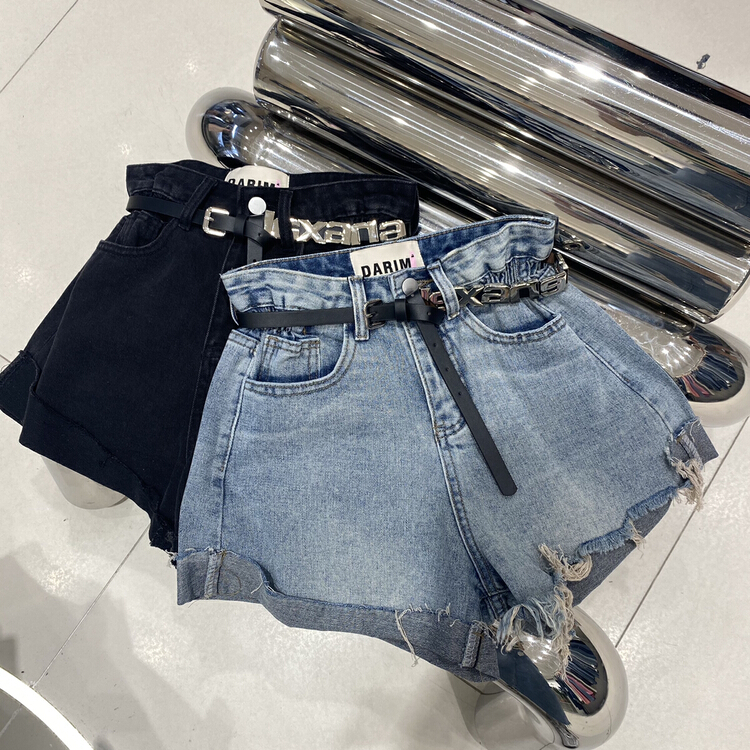 [by flow] design sense Vintage thin denim shorts (with belt) w817\y