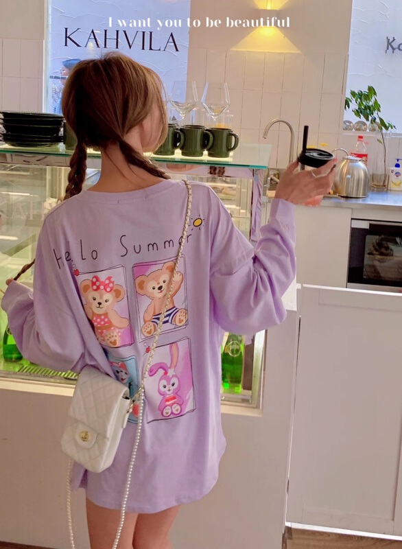 [love] cute little bear behind the sun shirt 928\wtt