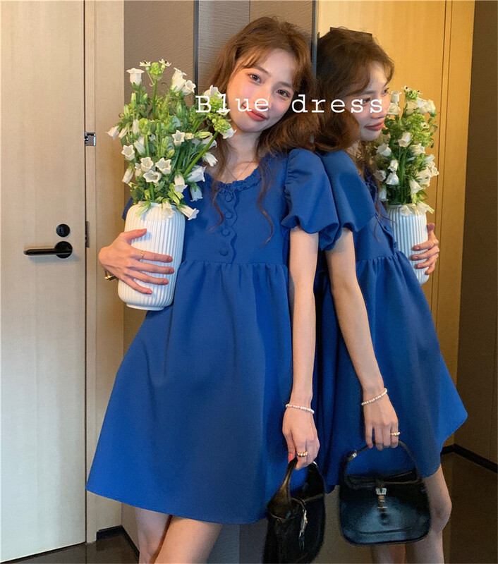 [sway] fresh and simple bubble sleeve lace collar dress 2059\xyy