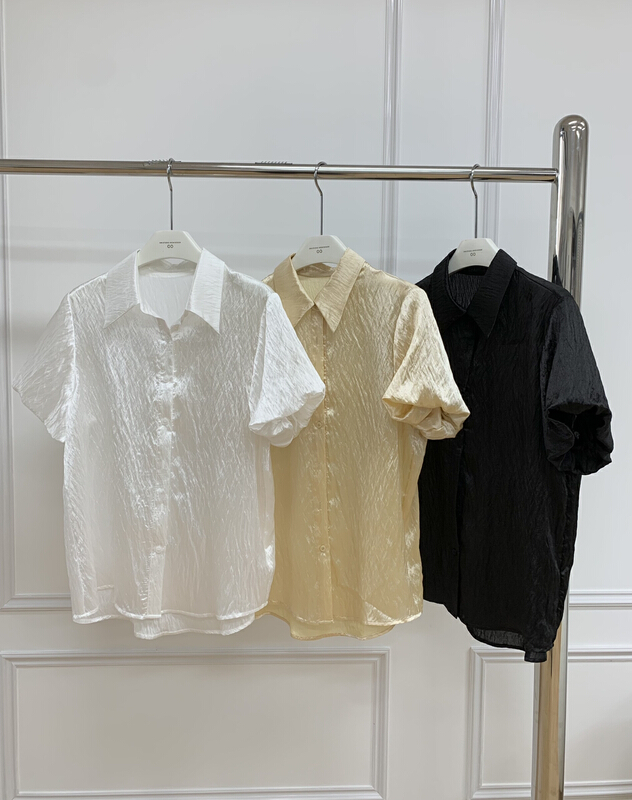 [onivinage oni] French retro bubble sleeve pleated wrinkled shirt oh224s5546