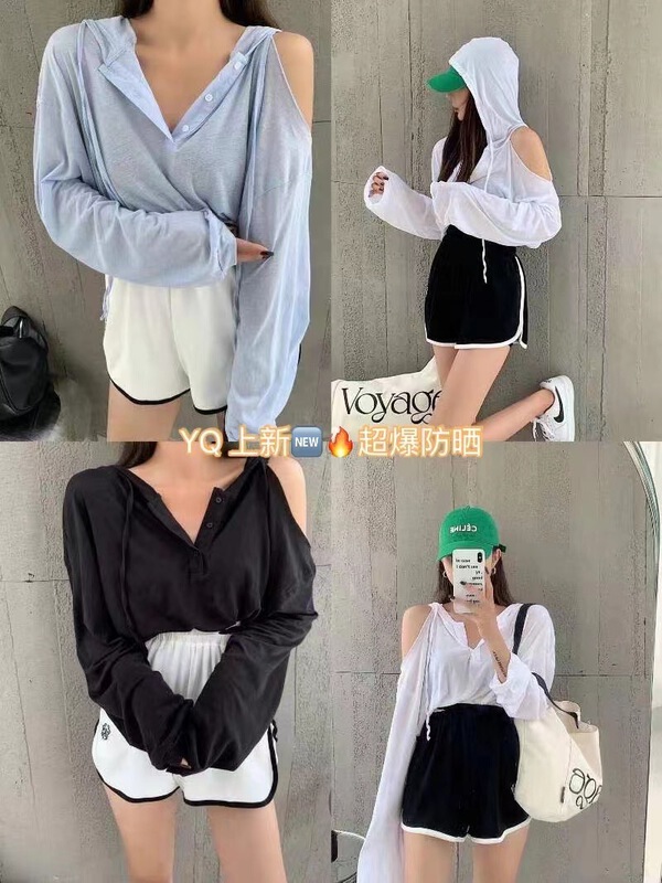 [yyq] hooded loose comfortable sunscreen shirt 1067\l