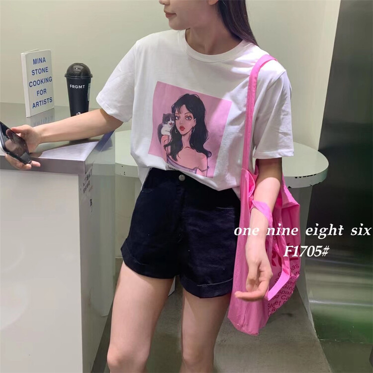 [1986] casual and versatile printed short sleeve T-shirt 1705\xyy