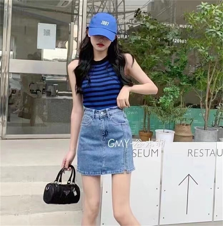 In early summer! [Gu Muyu] versatile slim short denim skirt (without chain) g6028-1\zsy
