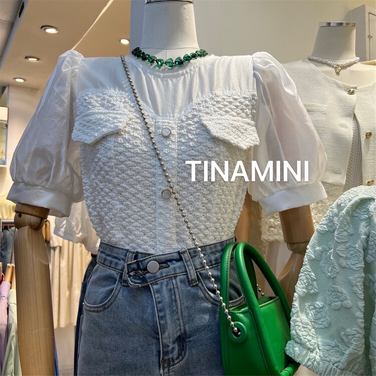 [tinamini] Korean style stitching shirt m0200\hjy