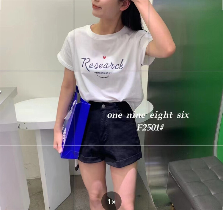[1986] fashionable and versatile letter short sleeve T-shirt 2501\xyy
