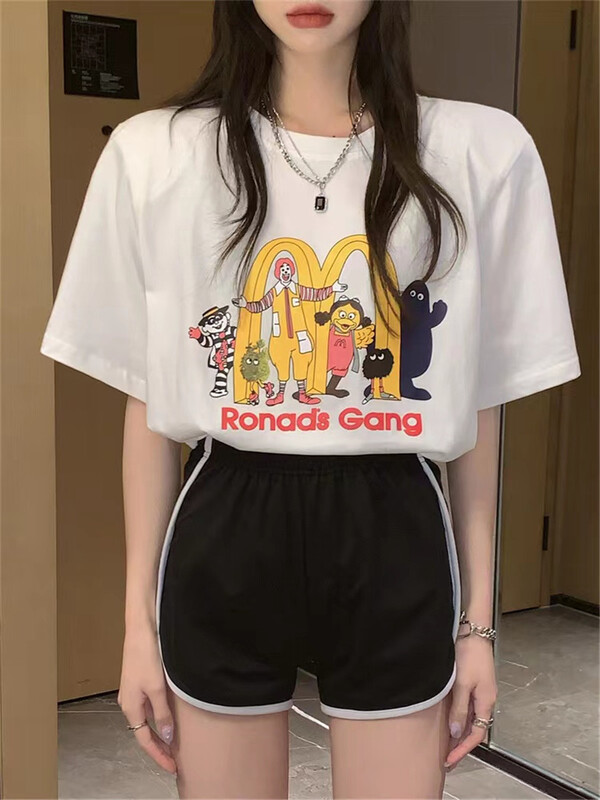 [charming] cartoon letter printed short sleeve T-shirt t1087\zjy