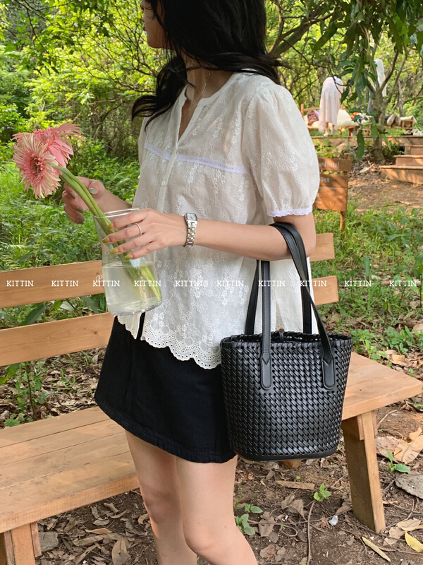 [Kittin] Korean cotton jacquard shirt 8529\xyy
