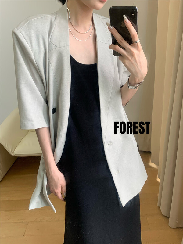 [forest] short sleeve button V-neck suit ys1-8121\l