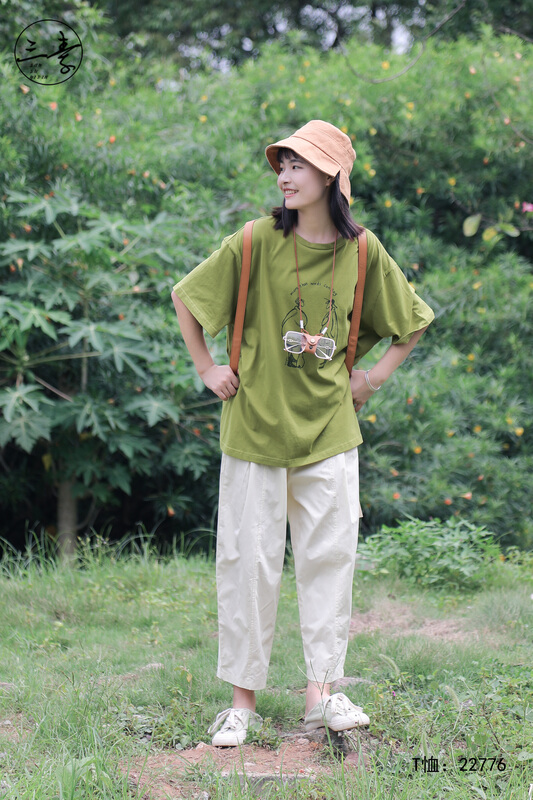 [original three element clothing] simple temperament leisure printed short sleeve T-shirt 22776