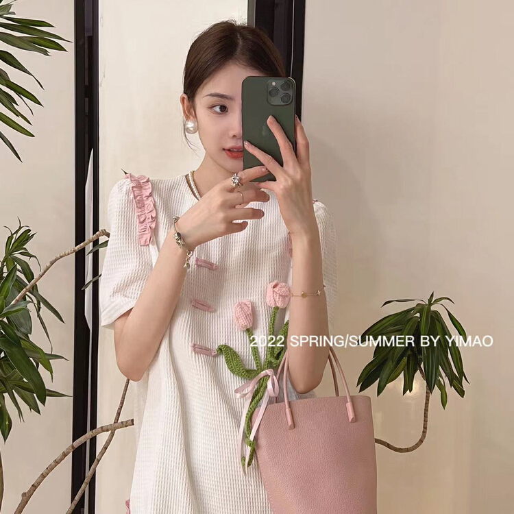 [Yimao] sweet lady aging flower design dress ym-7883\lsl
