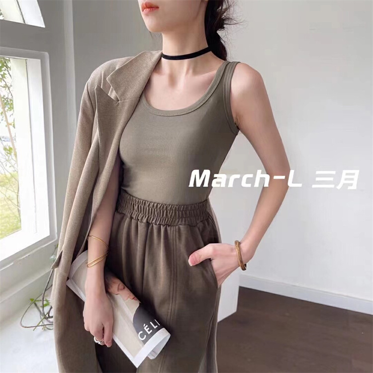 早春上新!【MARCH-L三月喵喵家】套頭無袖純色背心  1635#  L