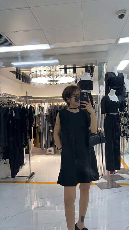 [semi plain] fashion round neck minimalist dress a831\zjy