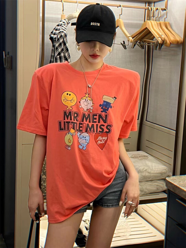 [E.S] cartoon fashion retro short sleeve T-shirt 2200\lsw