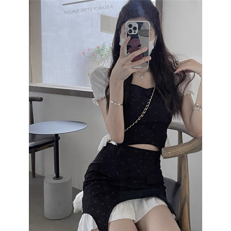 [Huaxi] design fake two shirts + sweet and spicy patchwork skirt suit 9148\pcz