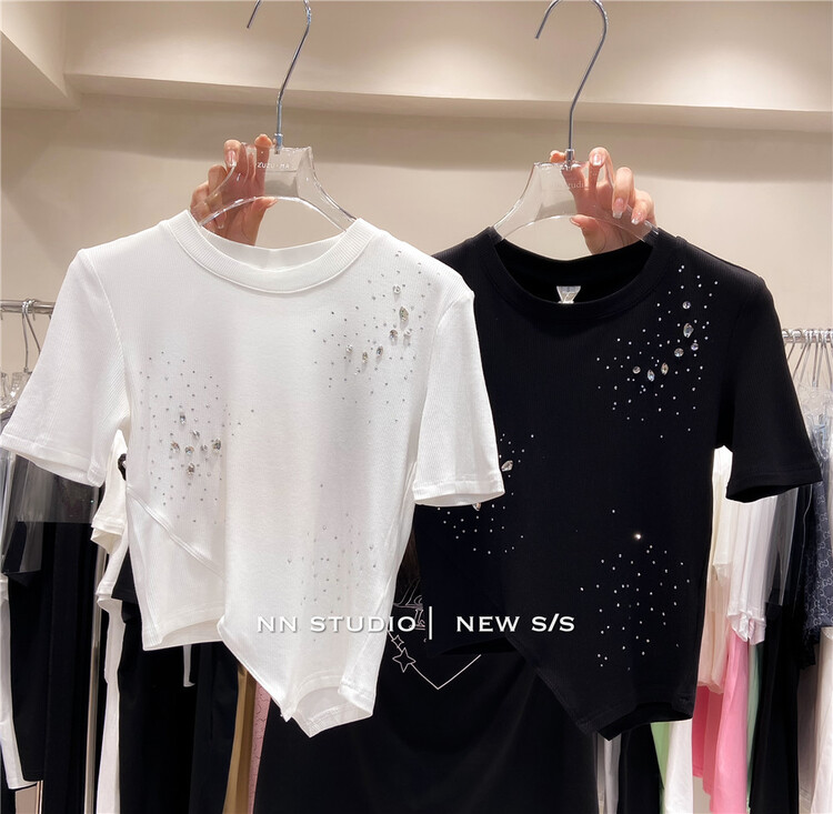 [NN] casual simple hot drill irregular short sleeve T-shirt 7539\xyy