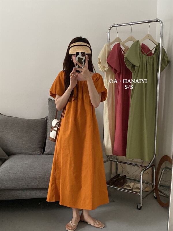 In early summer! [OA] Korean style square neck bubble sleeve dress 1250\xyy