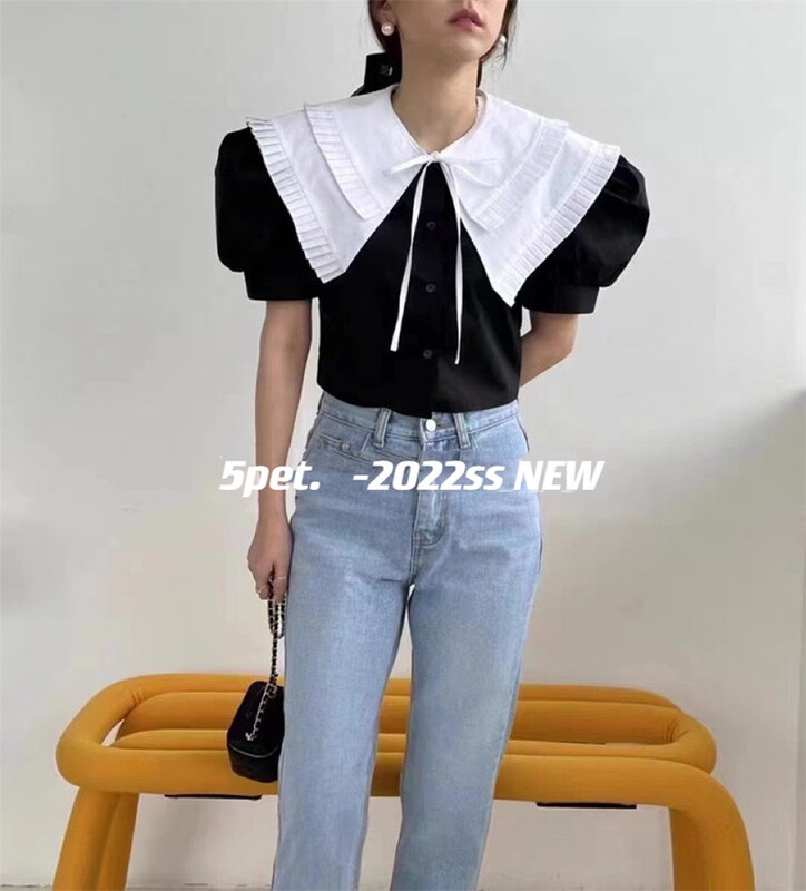 [5pet] double Lapel bubble sleeve shirt 8102\xyy
