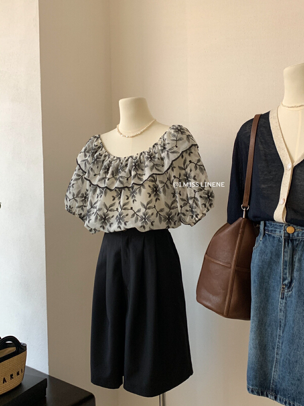 [Imiss] French soft and delicate Embroidered Flower blouse cx10109\lsw
