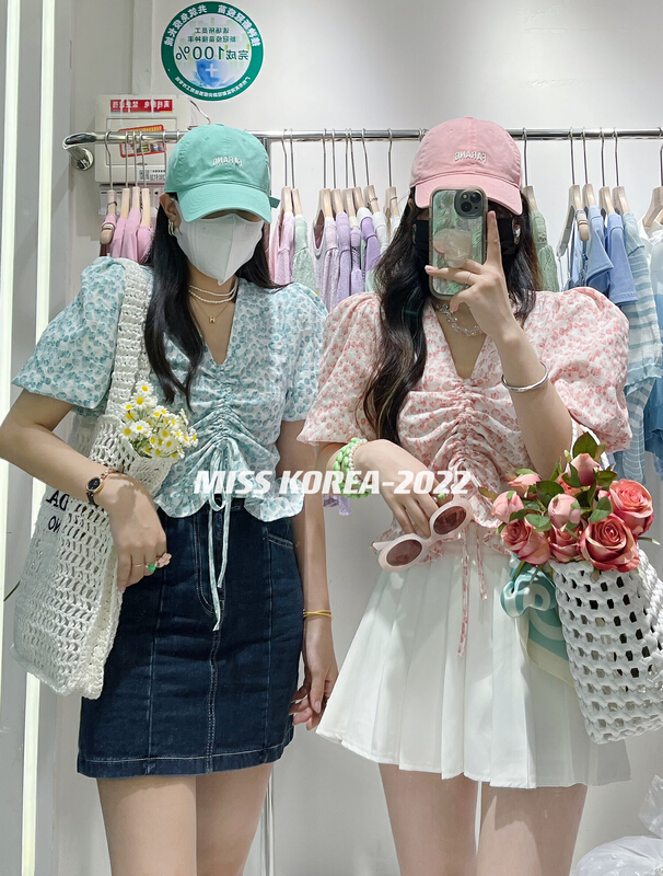 [Miss Korea] V-neck floral shirt 6741\hbx