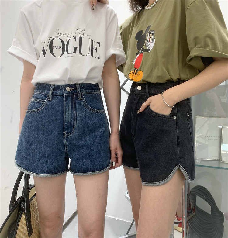 [t-platform] Korean casual arc edge denim shorts 6151\cqw