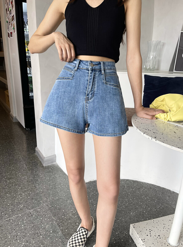 [en Xi'er] slim and versatile split denim shorts k2113\l