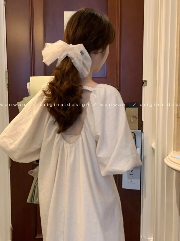 [wanwan] temperament bubble sleeve loose dress 6703\hbx