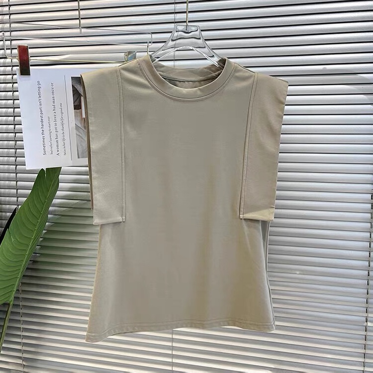 [free studio] Korean round neck sleeveless short sleeve T-shirt 2286\hjy