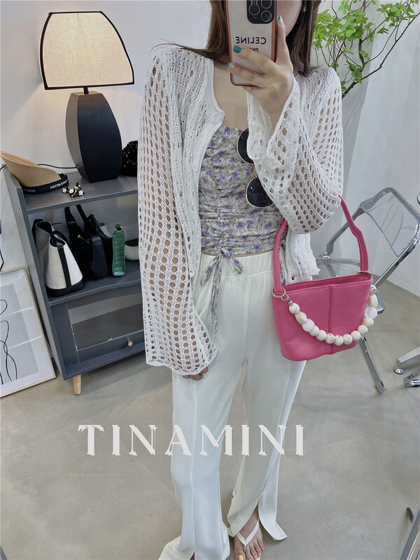 [tinamini] Korean hollow out comfortable knitted cardigan 2233\hjy