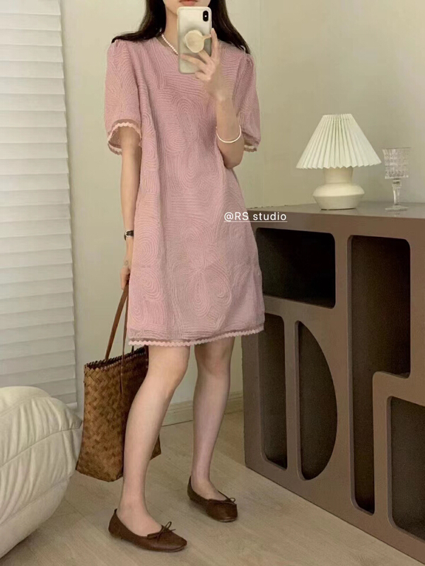 [RS] embroidered textured dress rs2180\xyy
