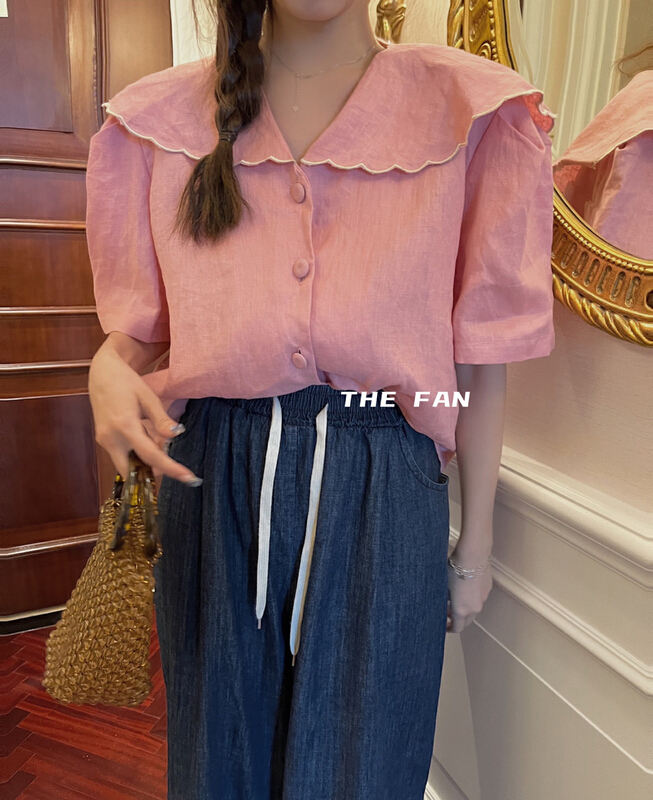 [the fan] baby collar contrast color versatile shirt 507785\pcz
