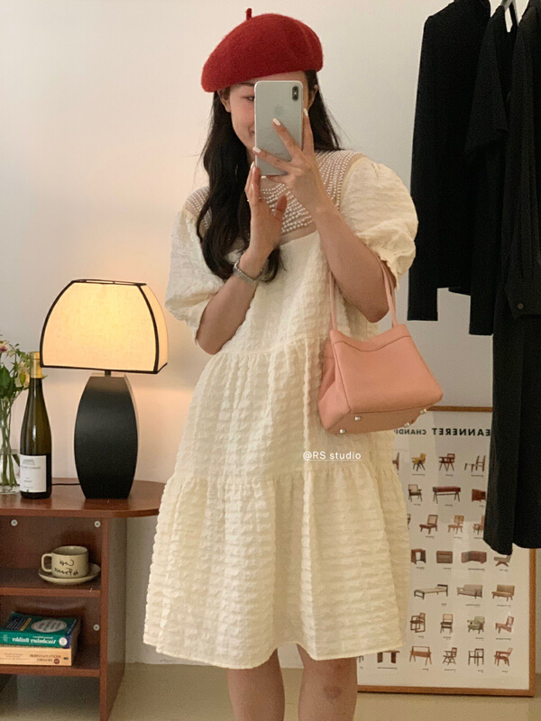 [RS] Korean heavy industry bubble sleeve slim dress rs1883\y