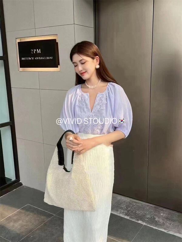 [vivid] Korean style soft lace stitched shirt 1628\zjy