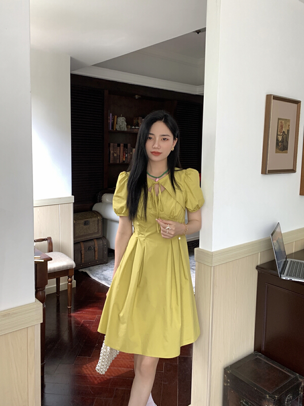 In early summer! 【5】 Fake two piece Pullover Pleated Dress 6636\l