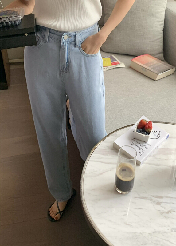 [meet me] slit design Tencel breathable jeans 61291\ll