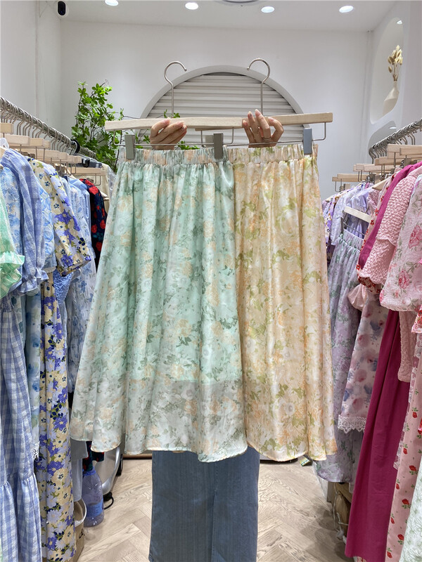 [of white] Korean Ladies' floral high waist skirt 881598\hjy