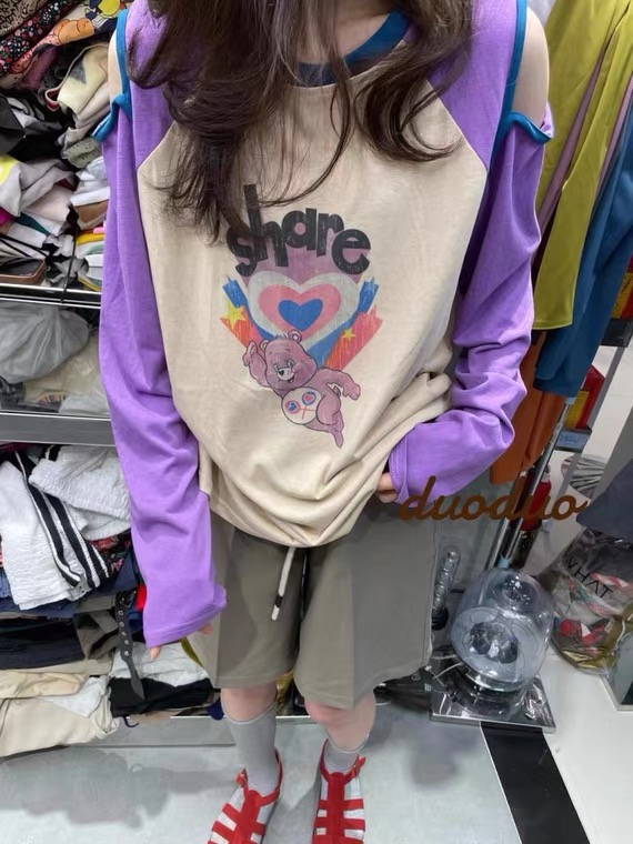[w+] lettered Pullover off shoulder sunscreen shirt 5090\wtt
