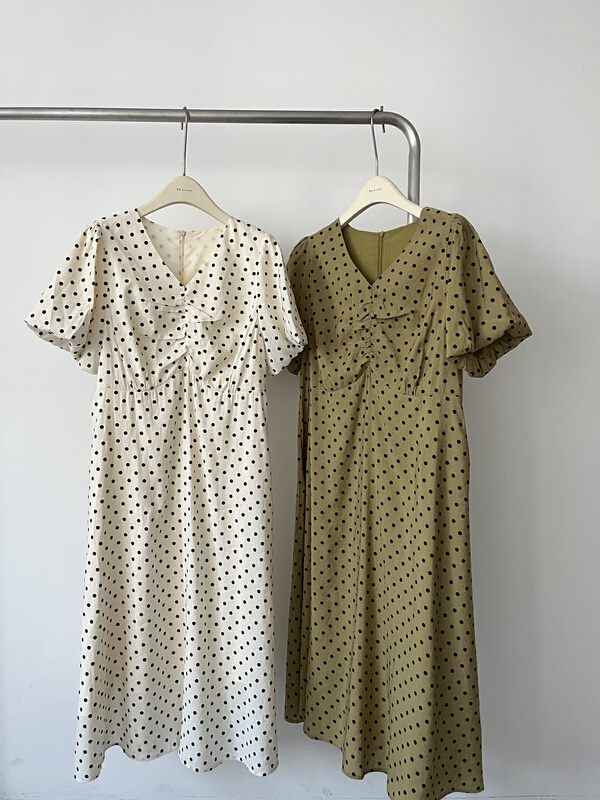 [RS] V-neck wave point simple slim dress dh2231\xyy